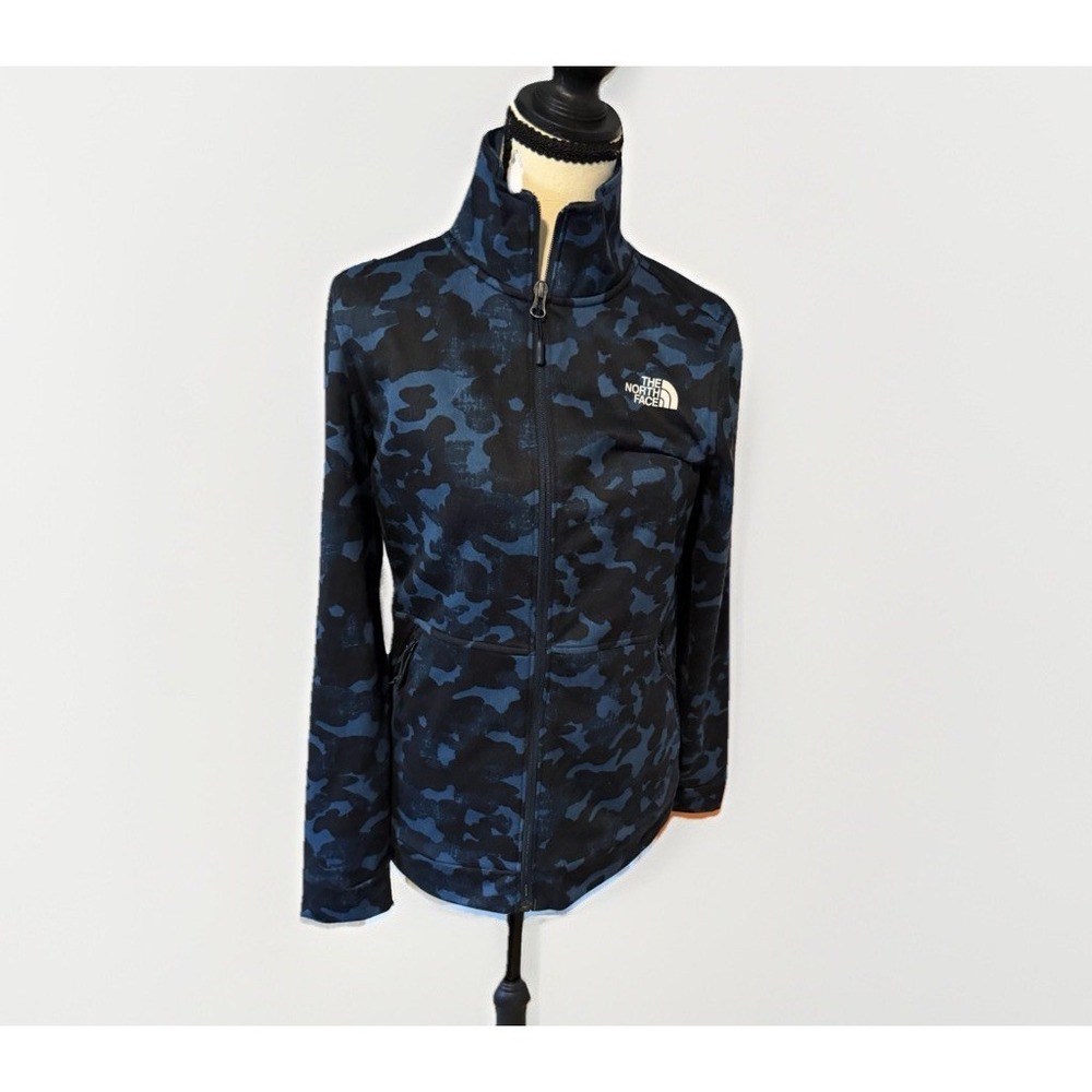 The North Face Blue‎ Camo Fleece Full Zip Jacket Womens Small
